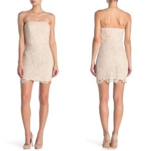 NSR vivi cream nude lace spaghetti strap mini dress - size xl
